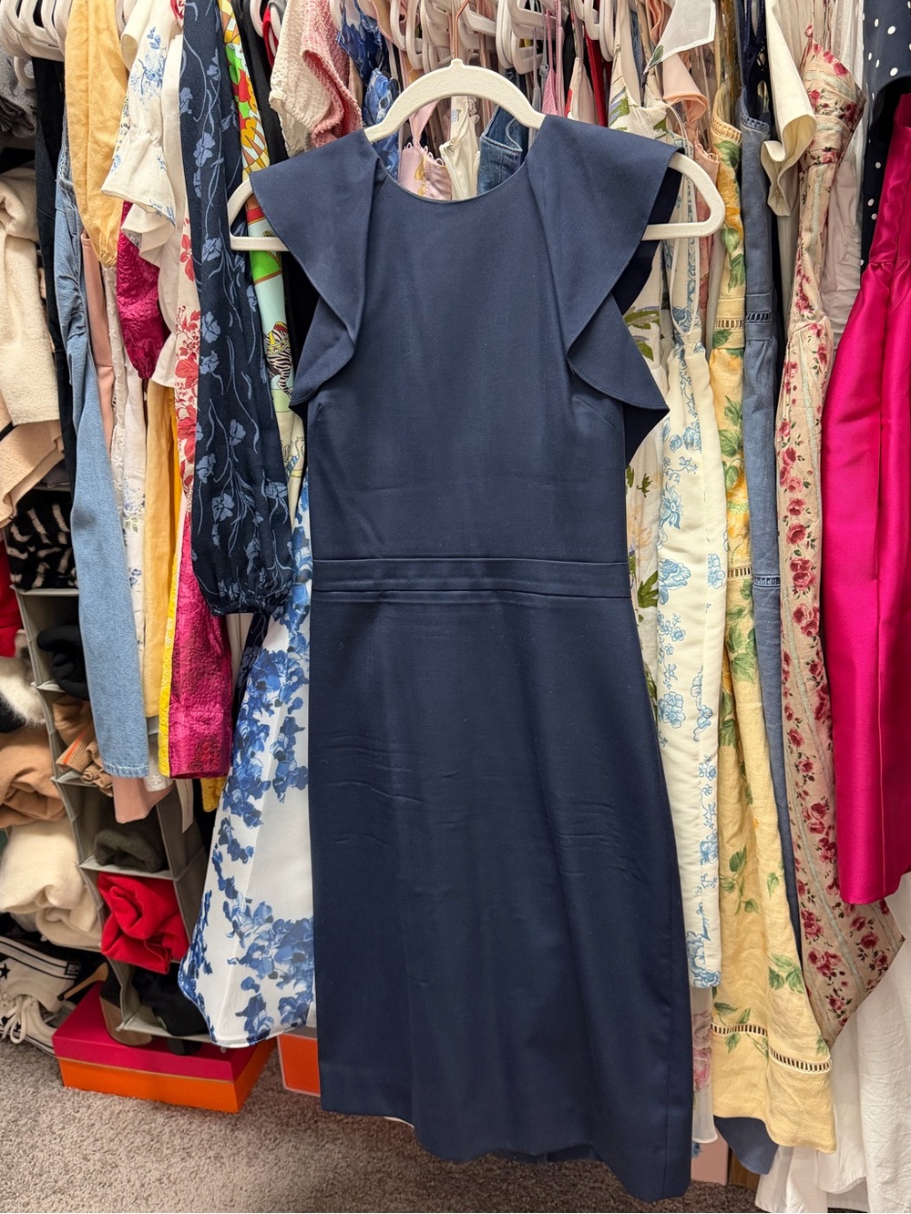 J. Crew Navy Flutter-Sleeve Sheath Dress size 00